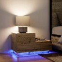 Nattbord med LED lys i artisansk eik 100x36x49 cm