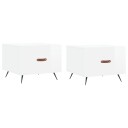  Salongbord 2 stk høyglans hvit 50x50x40 cm konstruert tre 8720845427986