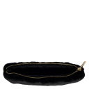 DARK Faux Fur Quilted Small Pouch Black