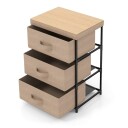 Brunt nattbord med 3 stoffskuffer – metallramme 40x30x62 cm