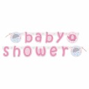 Babyshower Rosa Pappbanner "Elefant/paraply" 1,6meter 