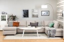 Crazy 5 seters Høyrevendt U formet X Large Sofa med Divan og Sjeselong i Stoff   Beige