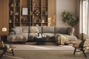 Copenhagen Premium 5 personers Højrevendt U formet Dyb Sofa med Divan og Chaiselong i Chenille   Brun