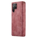 Caseme C30 Multifunksjonell Samsung Galaxy S22 Ultra 5G Lommebok-deksel Rød