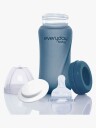 Everyday Baby Glass Baby Bottle Heat Sensing Healthy + Blueberry 240Ml - Blue - 240 ml