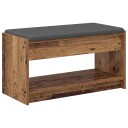 vidaXL Gangbenk med pute med hylle Gammelt tre 83 x 38 x 45 cm