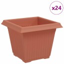 vidaXL Firkantet Blomsterpotte 24 pcs Klinker Rød 20 x 20 x 16 cm