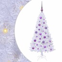  Kunstig juletre med 150 LED med stativ Hvit 120 cm PVC og stål
