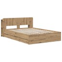 vidaXL Sengramme med oppbevaring og hodegavl Artisan eik 135 x 190 cm