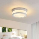 Lindby Flavi taklampe til bad, Ø 23 cm, krom