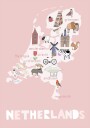 The Netherlands Illustration by Artist Carla Daly Poster Plakat / 21x30cm
