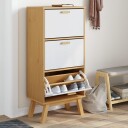  Skoskap OLDEN hvit og brun 55x35x120 cm heltre furu 8721012133914