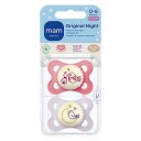 MAM Original Night 0-6m Silk Teat Pink 2pcs