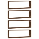 vidaXL Vegghyller kube 4 stk brun eik 80x15x26,5 cm konstruert tre