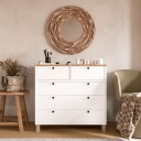 Kommode Hanah Home Nord 90 x 85,2 x 40 cm Hvit eik   Hvit og eik