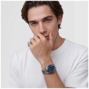 Daniel Wellington DW Watch Iconic GMT Link Black Blue Ceramic Bezel Silver 40mm