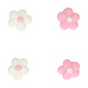 Spiselig Kakepynt Hvite Og Rosa Blomster Pk/64 