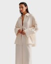 Malina Ember Lace Detail Linen Shirt   Beige   36