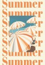 Summer Umbrellas Print Striped Parasols Art Coastal Beach Scene Plakat Plakat / 100x150cm