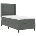  Box Spring Seng med Madrass og LED   Mørkegrå 100x200 cm Stoff