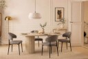 Uppveda Ovalt Spisebord 180x90 cm med 4 Sawako Greige Stoler   Travertin/Greige