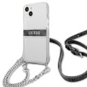 Guess Mobildeksel for iPhone 13 Mini Gjennomsiktig Hardcase med Grå Stropp og Sølvkjede