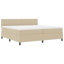  Box Spring Seng med Madrass Lys Grønn Grå 200x200 cm Corduroystoff