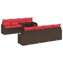vidaXL Hagesofa Set 7 stk. Brun og rød polyrotting