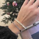 Perlie Creme Bracelet With Blue & Pink Stone Nylon 17-25 cm