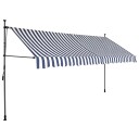 vidaXL Manuell uttrekkbar markise med LED 400 cm blå og hvit