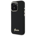 Guess Silikon Etui med Metallogo for iPhone 16 Pro - Svart