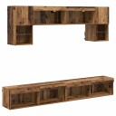  TV veggenheter med LED 6 pcs Gamle tre Konstruert tre