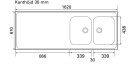 Intra Atlantic AH1620 610 KV Kjøkkenvask 1620 mm vendbar 1620x610 mm Kjøkken
