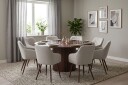 Kopparbo spisegruppe rund 180 cm valnøtt med 8 Filippa spisestoler   Valnøtt
