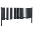 vidaXL Hageport med dobbel dør stål 306x125 cm antrasitt