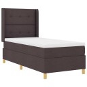  Box Spring Seng med Madrass & LED Mørk Brun 100x200 cm Stoff