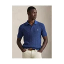 Polo Ralph Lauren Cable Knit Cotton Polo Collar Sweater   Navy   S