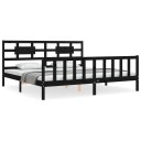 vidaXL Sengeramme med hodegavl svart 200x200 cm heltre