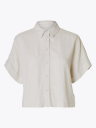 Selected Femme Viva Short Sleeve Cropped Sun Shirt Beige 42