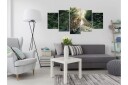 Bilde Leopard Lying 5 Parts Wide Pale Green 200x100 Artgeist sp. z o. o.