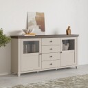 Vitrineskap Evora 2 dører med 4 skuffer - Lys Beige