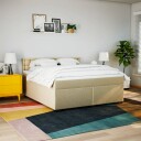 Seng med madrass boksfjær kremhvit 180x200 cm fløyel 3285986