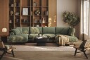 Copenhagen Premium 5 personers Højrevendt U formet Dyb Sofa med Divan og Chaiselong i Chenille   Grøn