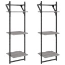 Vegghyller med stenger 3 stk grå sonoma 30x25x100 cm 8721012045958