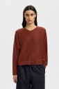 Selected Women - Kardigan slfJane Linen LS Bat Knit - Rød