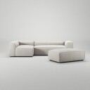 Grand 4 Seter Sofa Divan Venstre åpent endestykke med Fotskammel Moon White