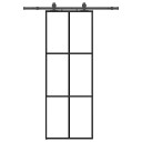 vidaXL Skyvedør med monteringssett svart 76x205 cm ESG-glass