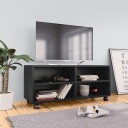 vidaXL TV-benk med hjul svart 90x35x35 cm sponplate