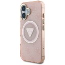 Guess MagSafe deksel til iPhone 16 med metallglitter - rosa