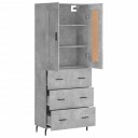 vidaXL Highboard betong grå 69,5x34x180 cm konstruert tre 8720845491871